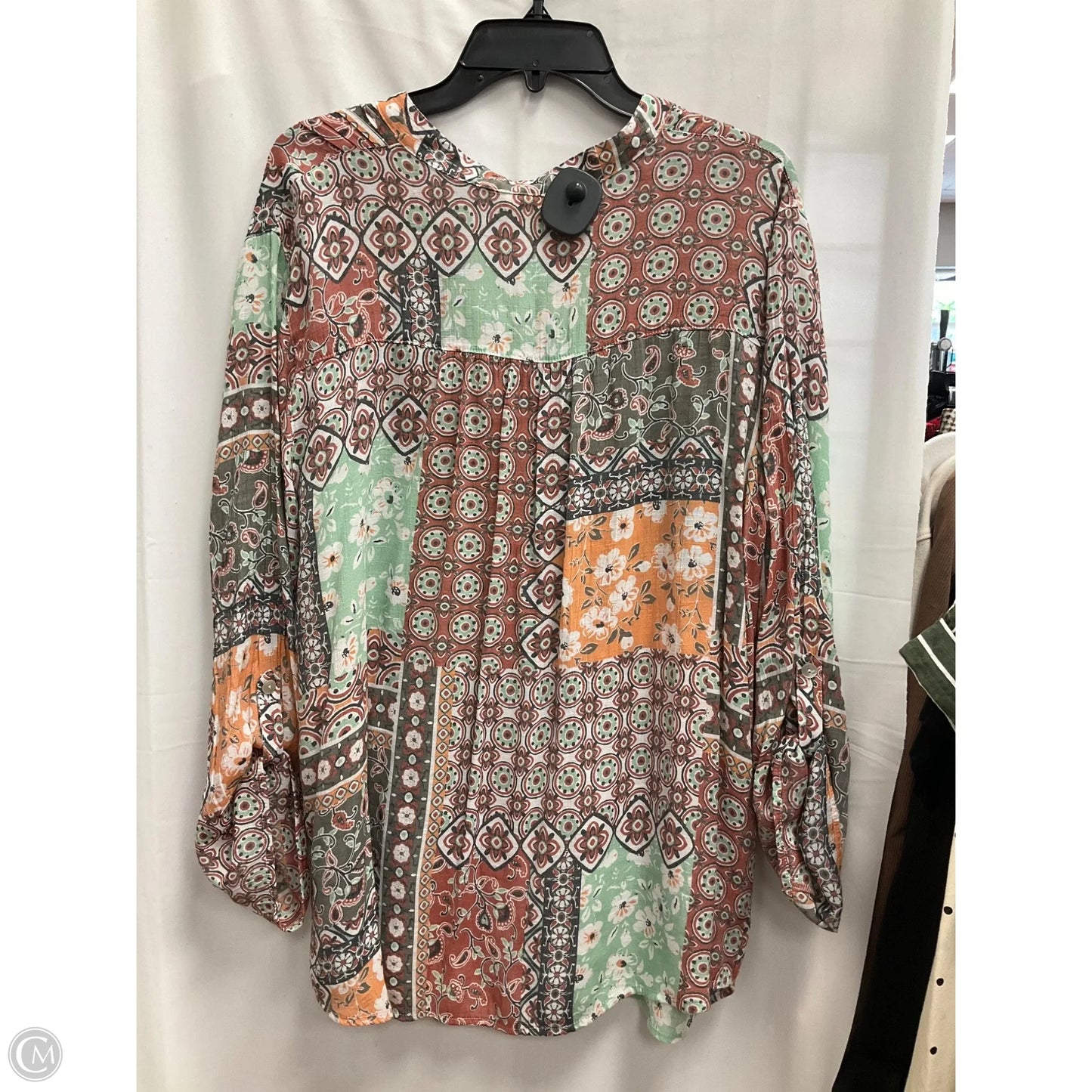 Top 3/4 Sleeve By Ruby Rd In Green & Red, Size: 1x