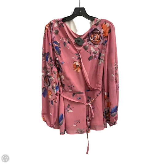 Top Long Sleeve By City Chic In Floral Print, Size: 18