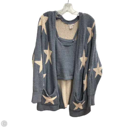 Cardigan By Clothes Mentor In Blue & White, Size: M