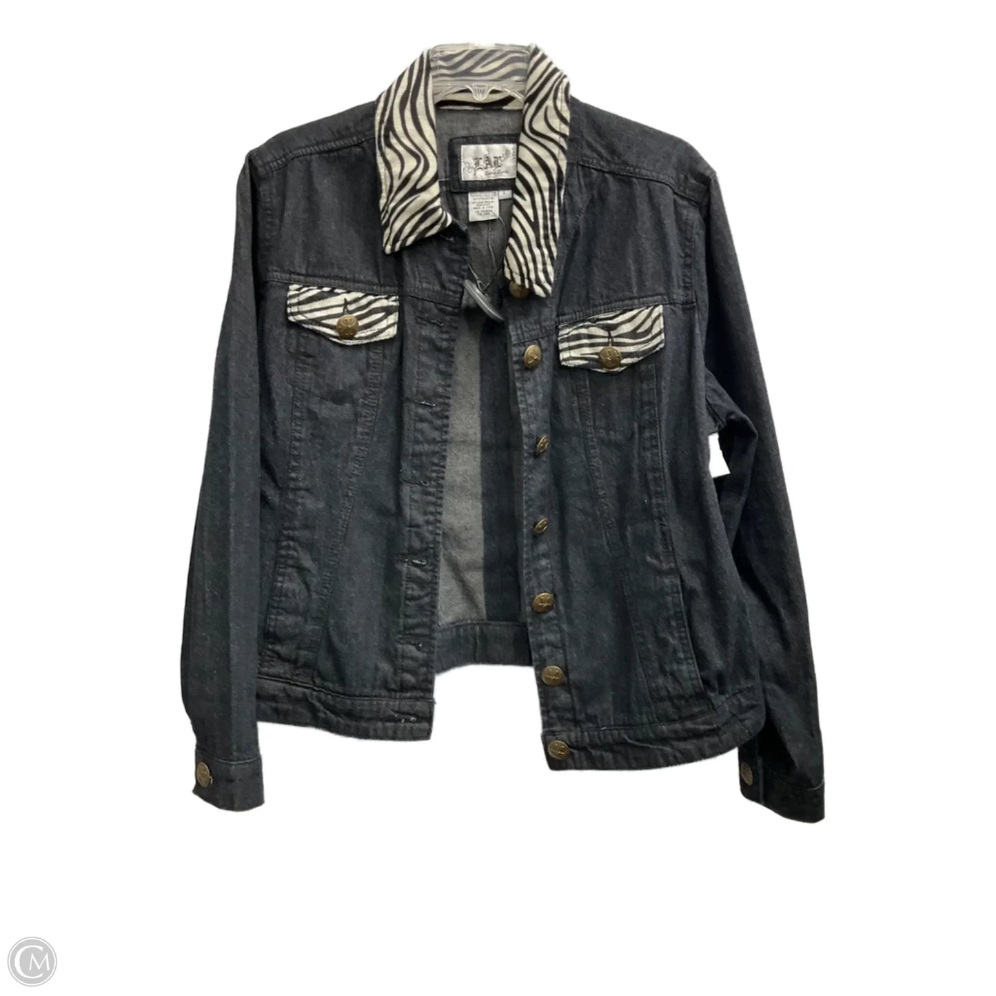 Jacket Denim By Live A Little In Grey Denim, Size: L