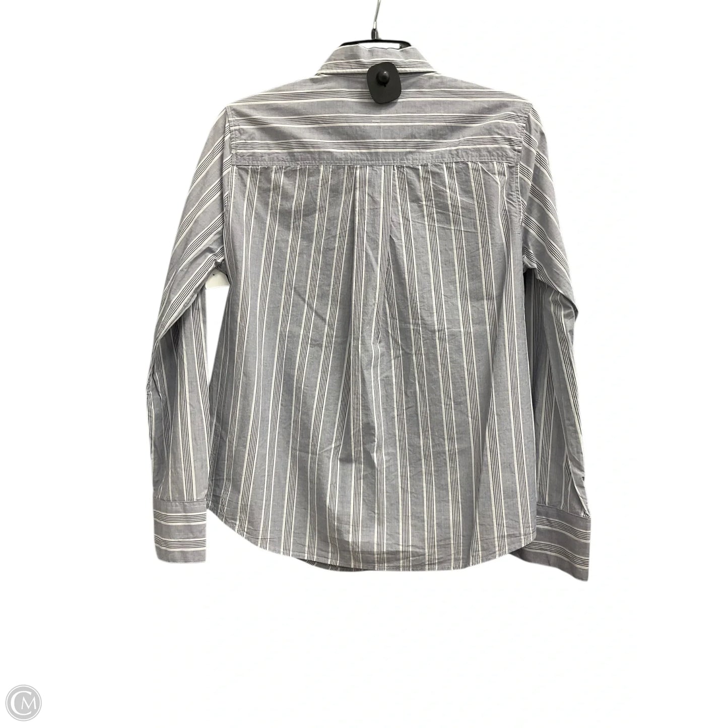 Blouse Long Sleeve By Banana Republic In Grey & White, Size: S