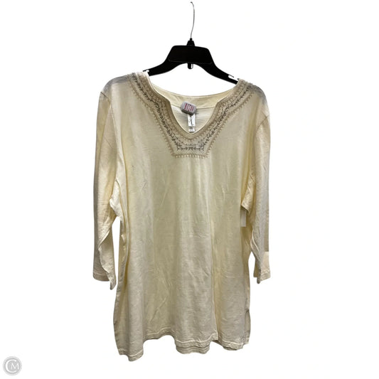 Top 3/4 Sleeve By Clothes Mentor In Cream, Size: Xxl