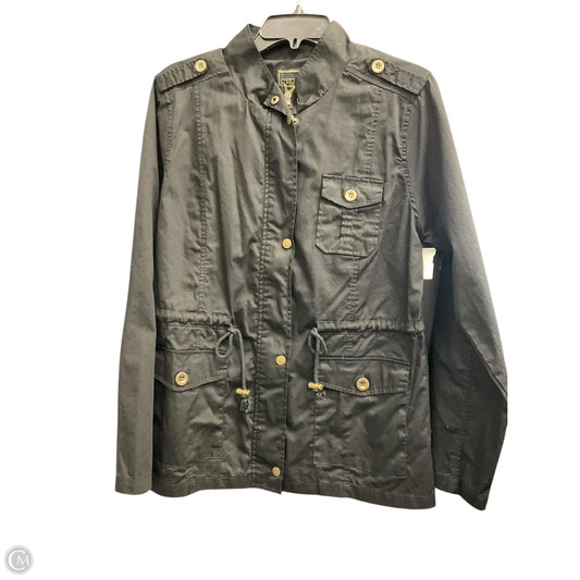 Jacket Shirt By Clothes Mentor In Black & Gold, Size: L