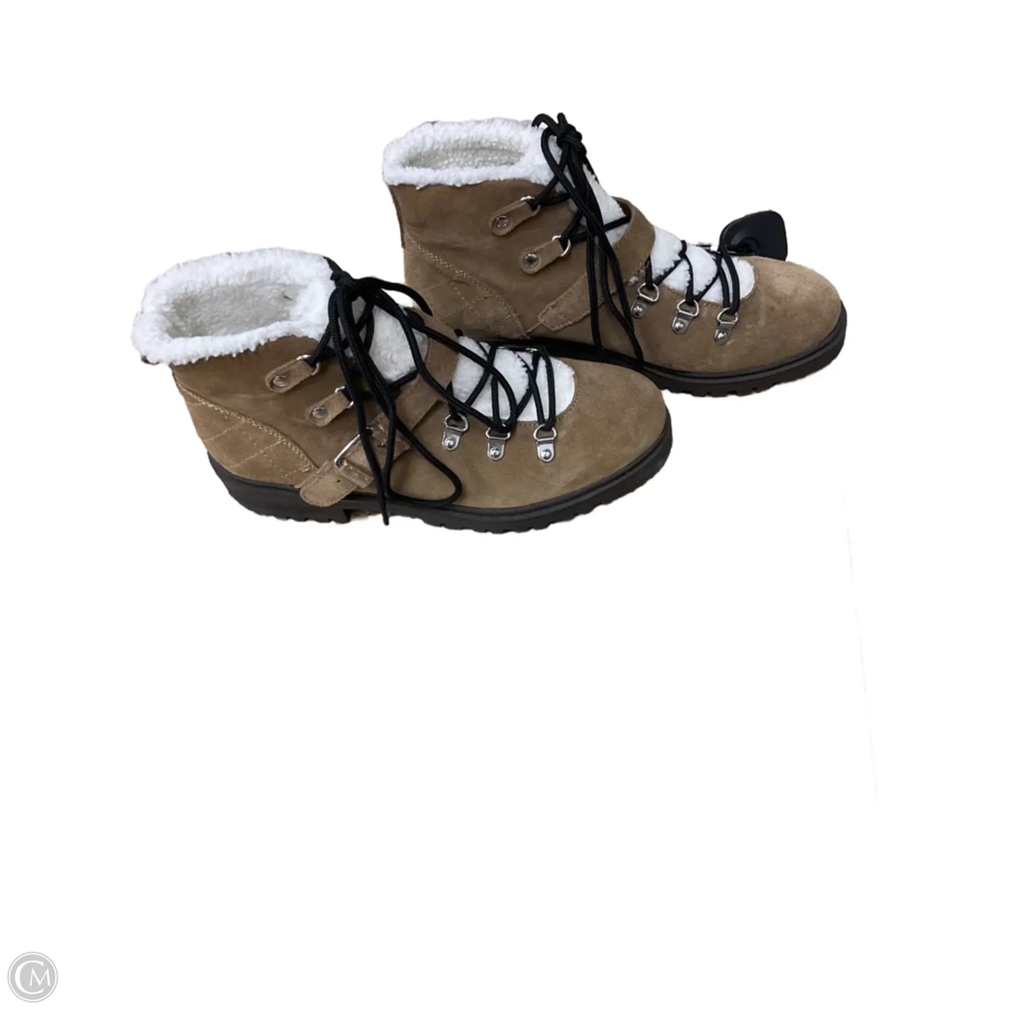 Boots Ankle Flats By Nine West In Brown & Cream, Size: 8.5