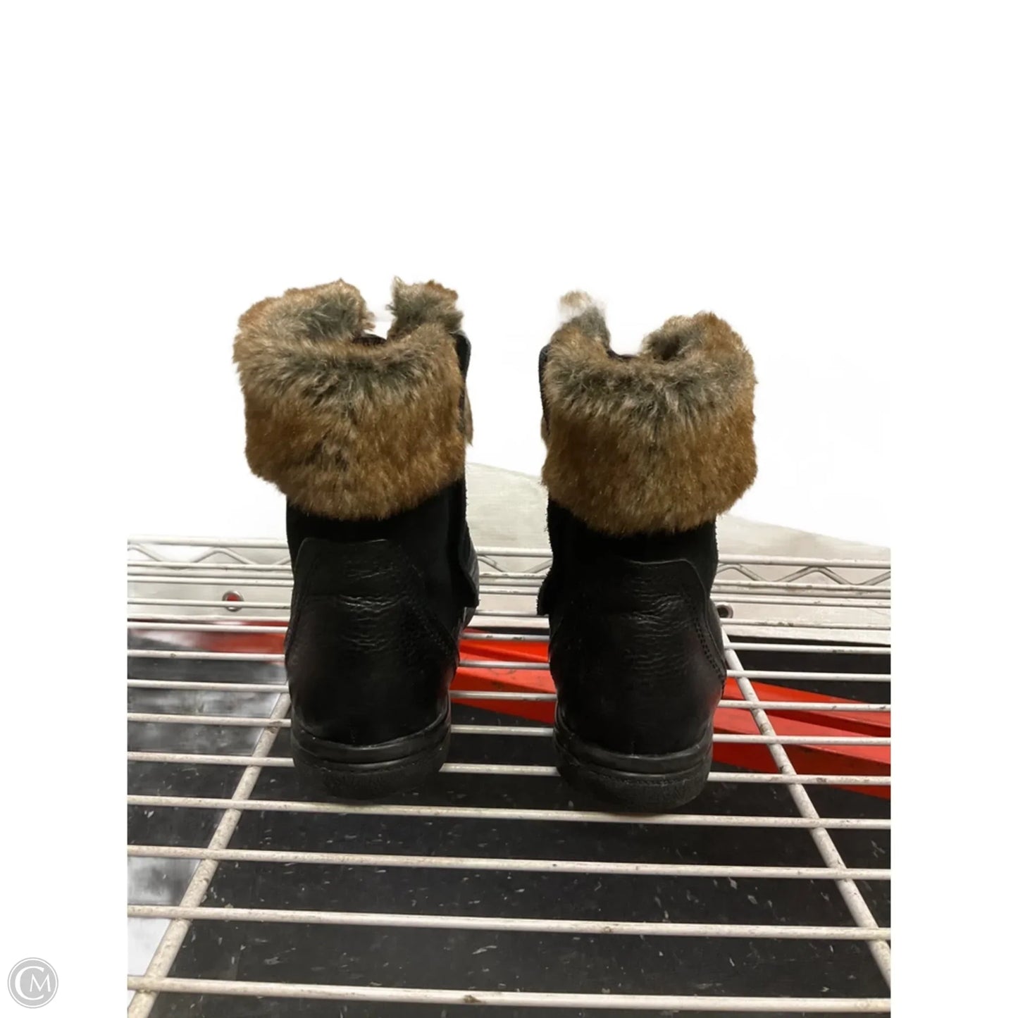 Boots Ankle Flats By Clarks In Black & Brown, Size: 6