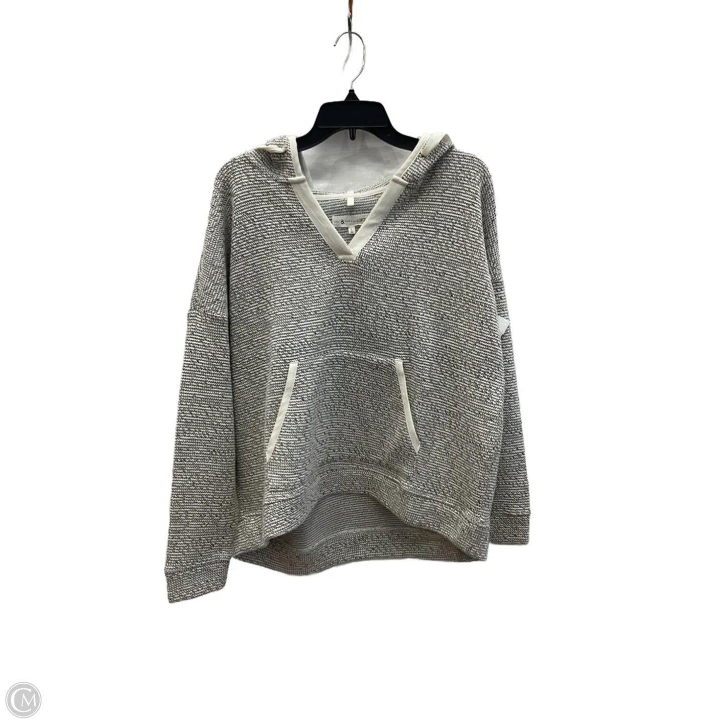 Sweatshirt Hoodie By Lou And Grey In Grey & White, Size: L