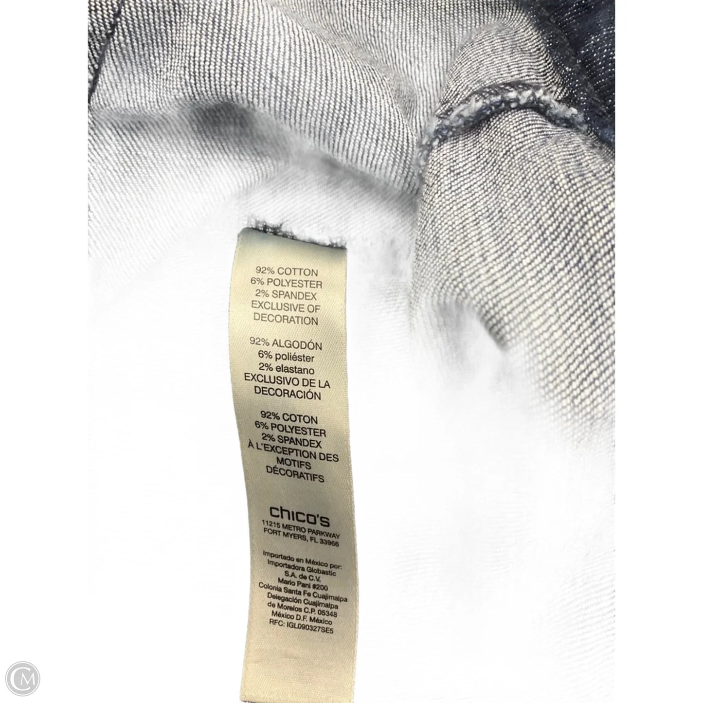 Jacket Denim By Chicos In Blue Denim, Size: L