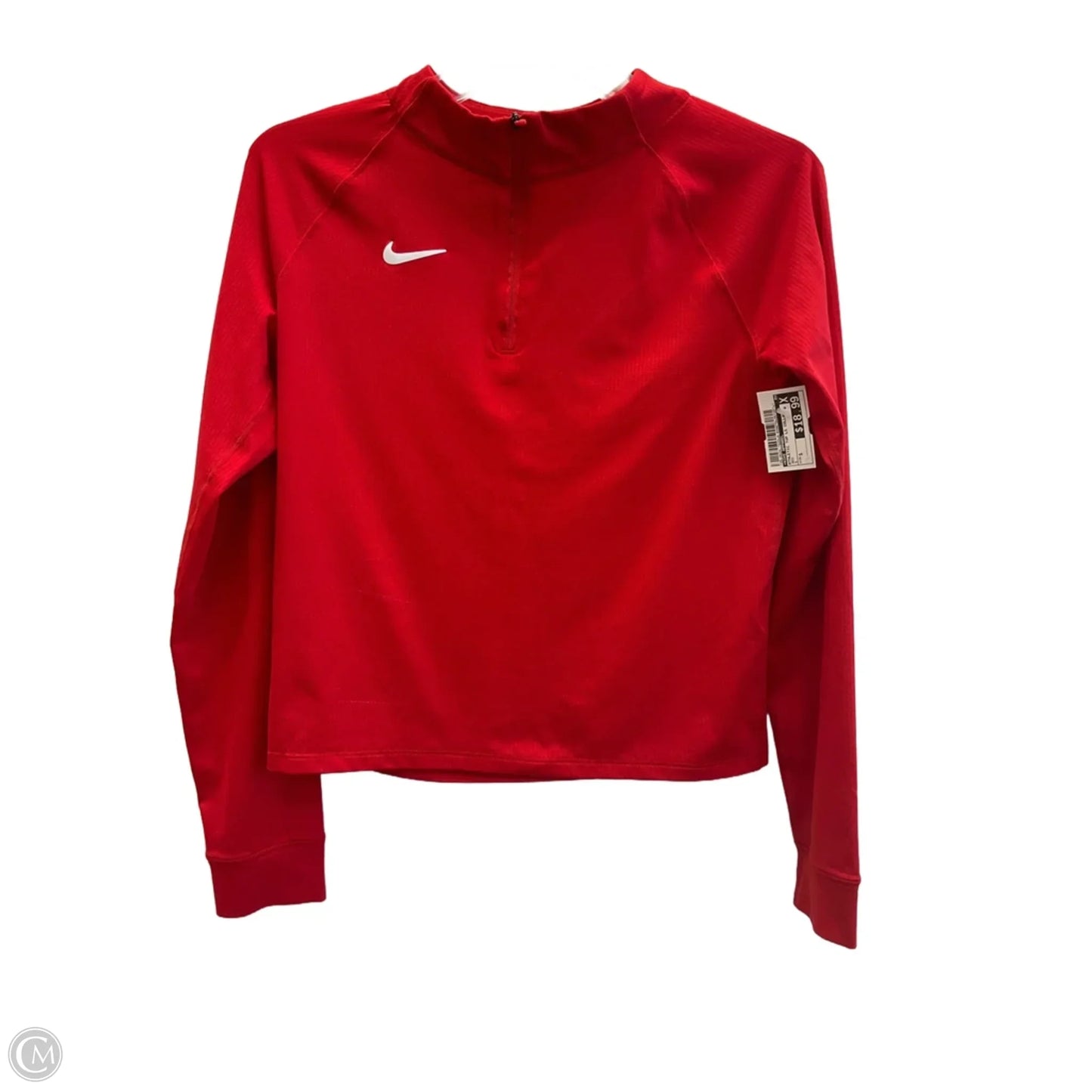 Athletic Top Long Sleeve Collar By Nike Apparel In Red, Size: S