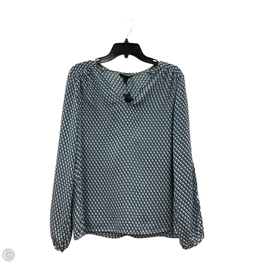 Top Long Sleeve By Banana Republic In Blue & White, Size: M