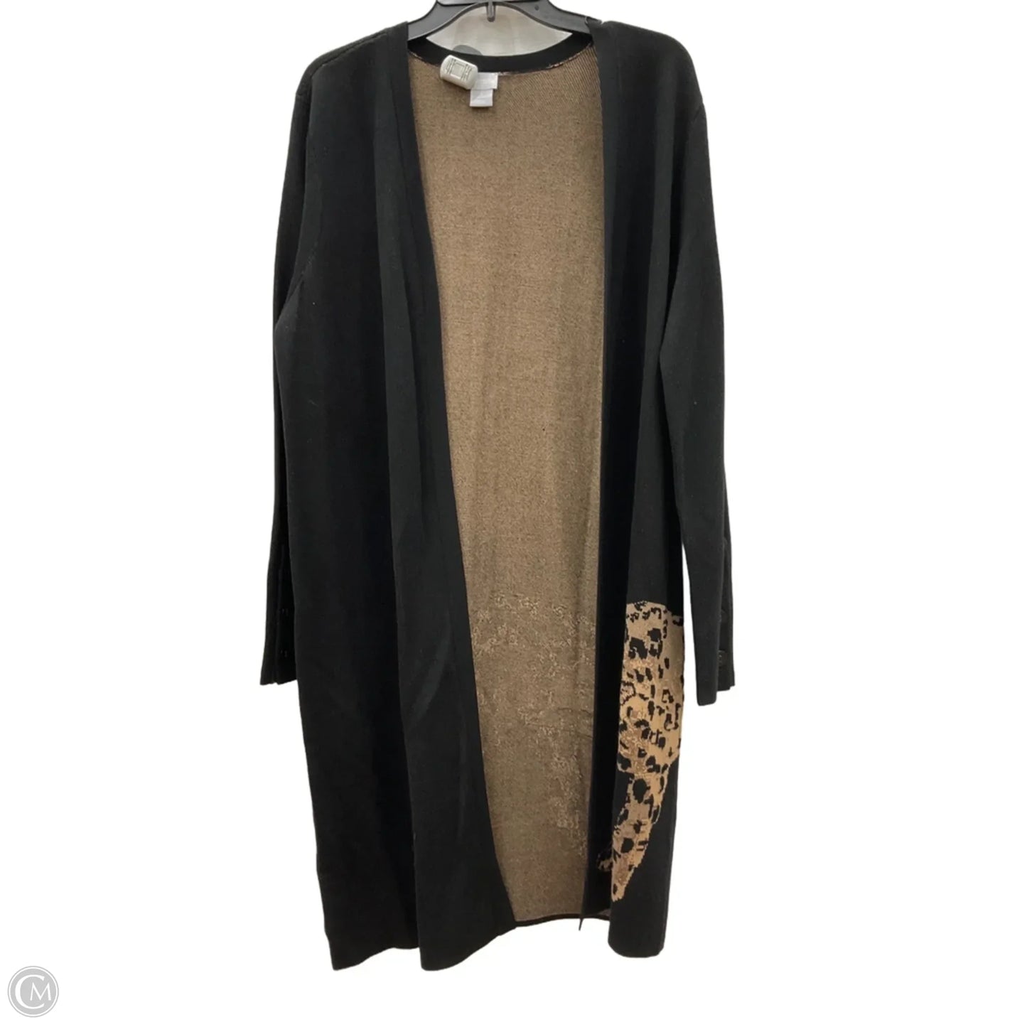 Cardigan By Chicos In Black & Tan, Size: L