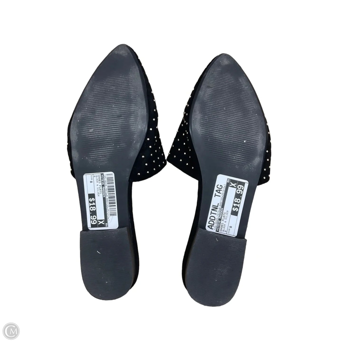 Shoes Flats By Steve Madden In Black & Silver, Size: 8