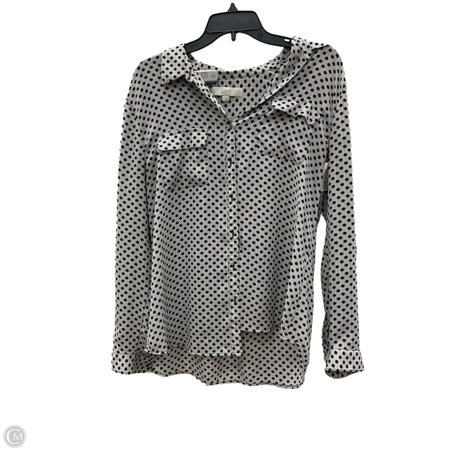 Blouse Long Sleeve By Loft In Polkadot Pattern, Size: L