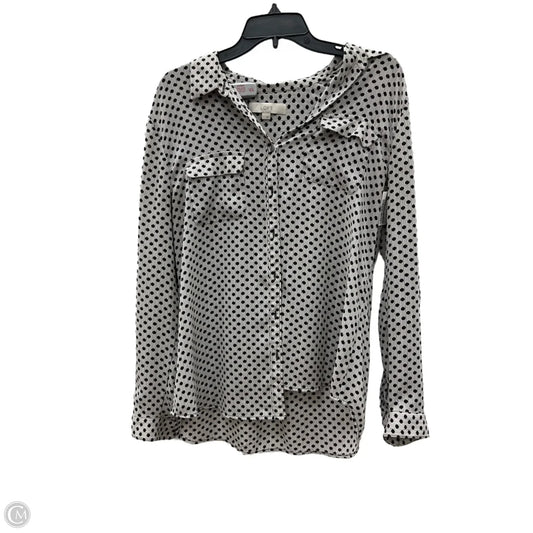 Blouse Long Sleeve By Loft In Polkadot Pattern, Size: L