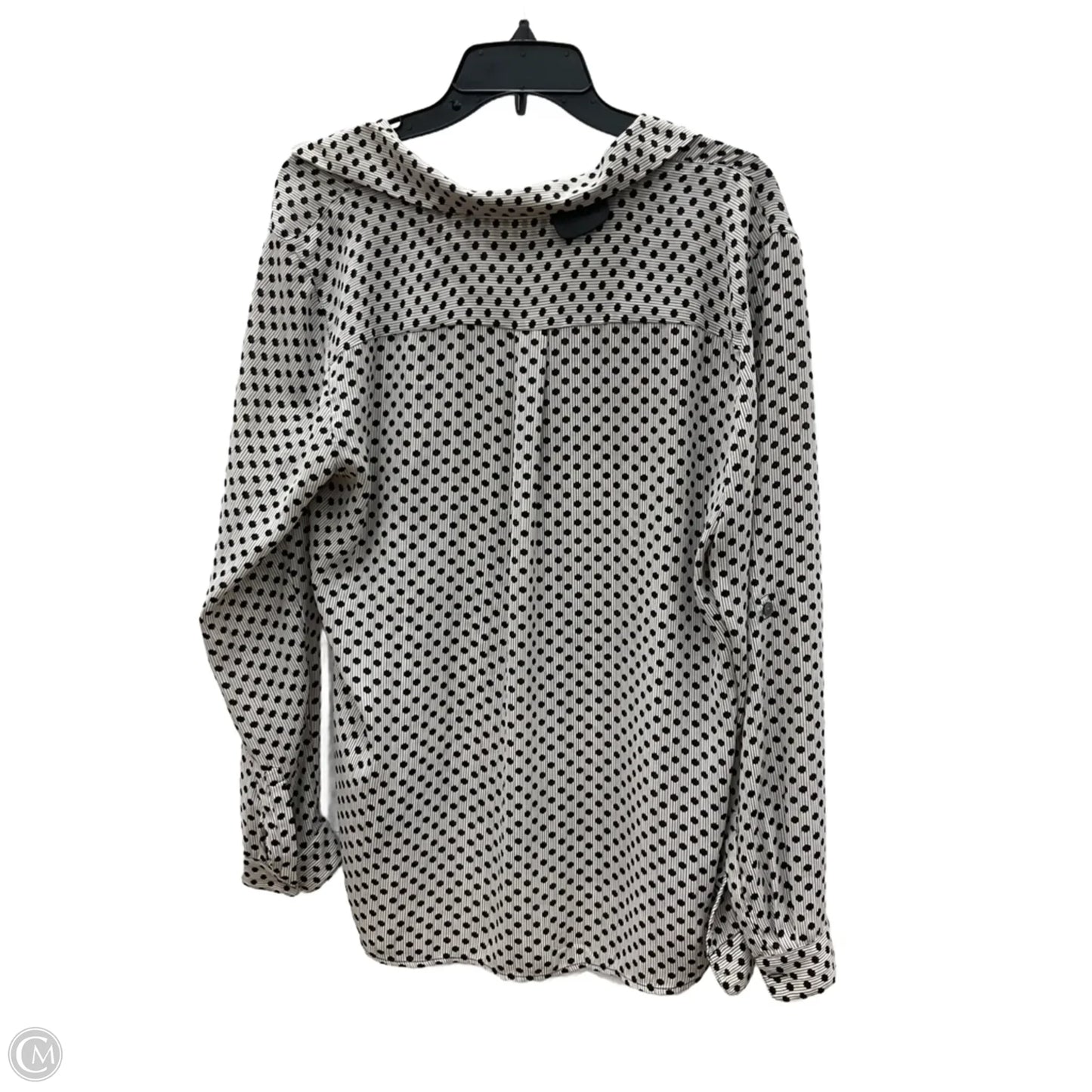 Blouse Long Sleeve By Loft In Polkadot Pattern, Size: L