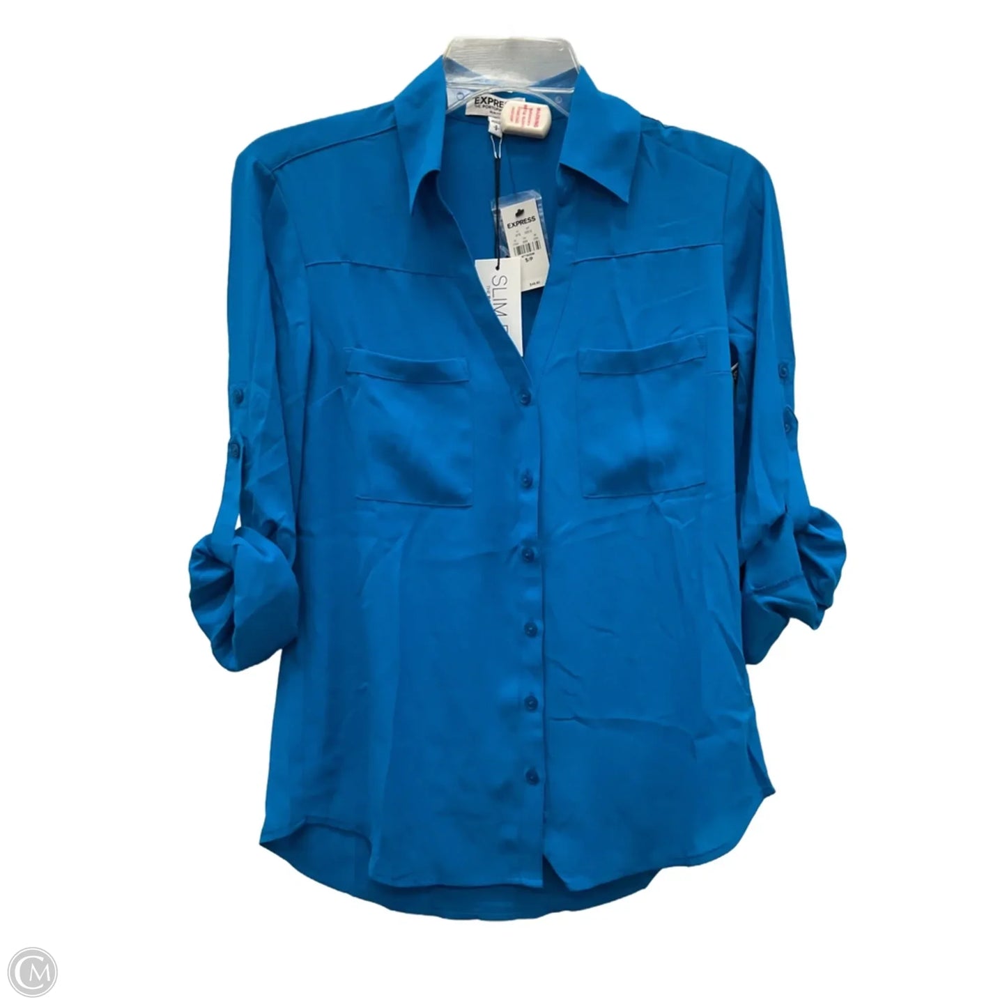 Blouse 3/4 Sleeve By Express In Blue, Size: Sp