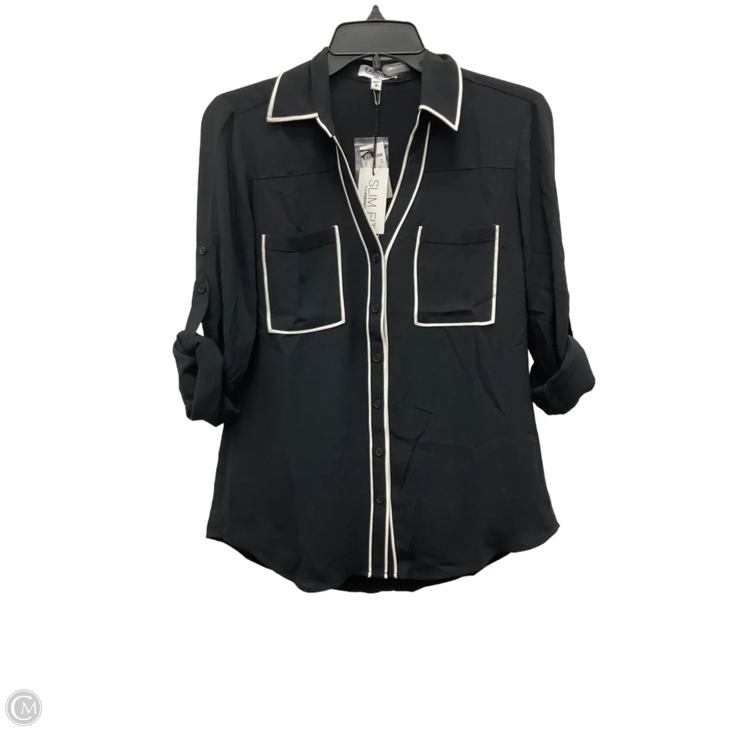 Blouse 3/4 Sleeve By Express In Black & White, Size: Sp