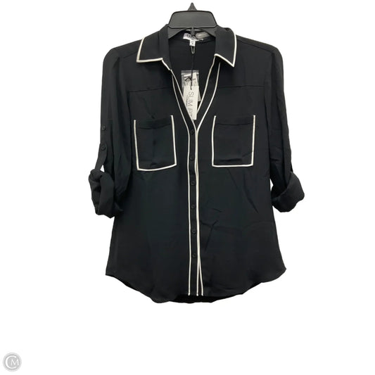 Blouse 3/4 Sleeve By Express In Black & White, Size: Sp