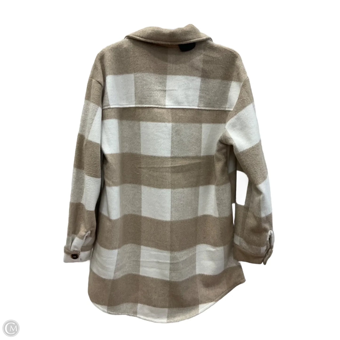 Jacket Shirt By Love Tree In Tan & White, Size: S
