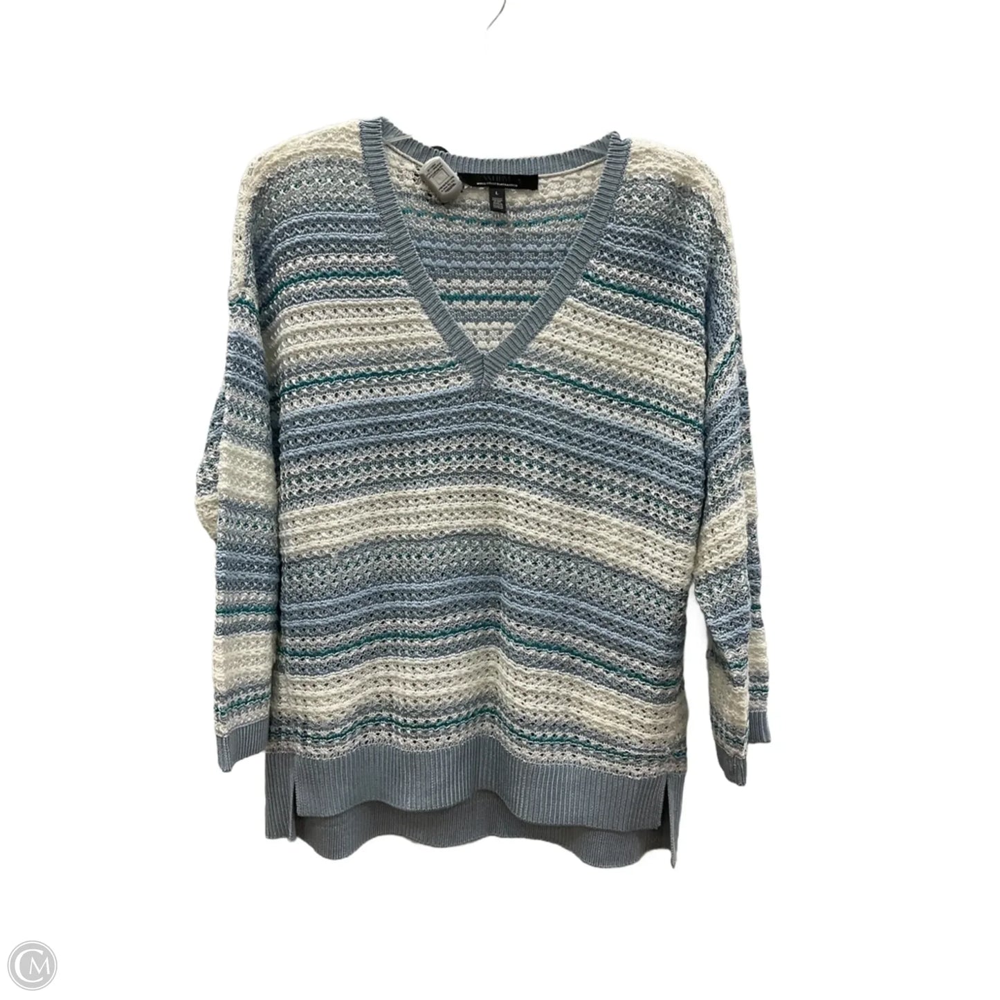 Top Long Sleeve By White House Black Market In Blue & White, Size: L