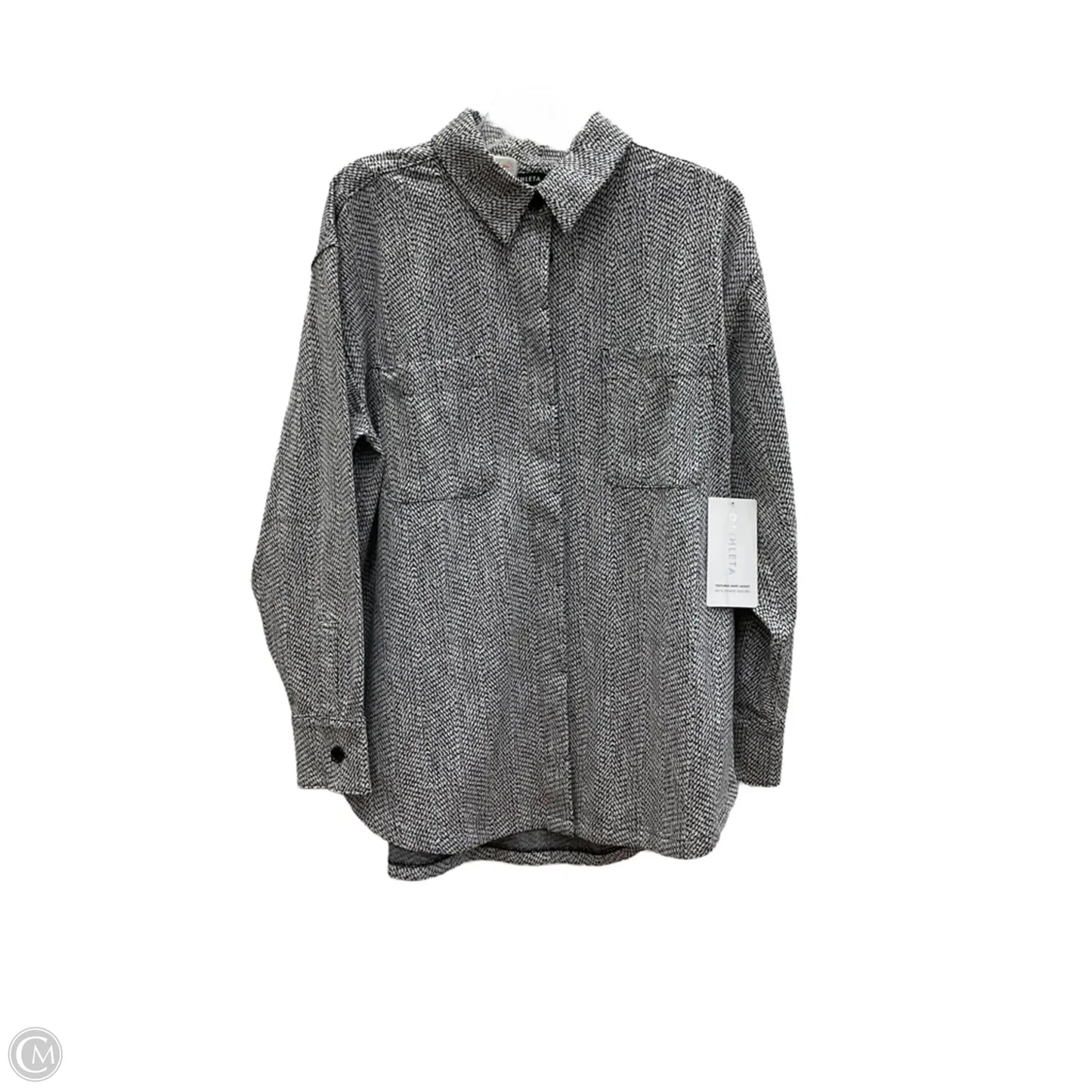 Blouse Long Sleeve By Athleta In Black & White, Size: M