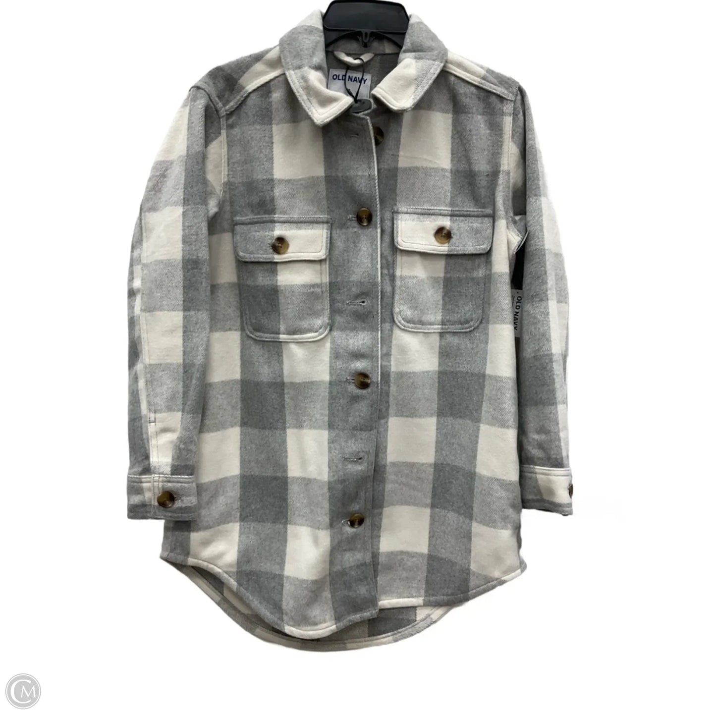 Jacket Shirt By Old Navy In Grey & White, Size: Xs