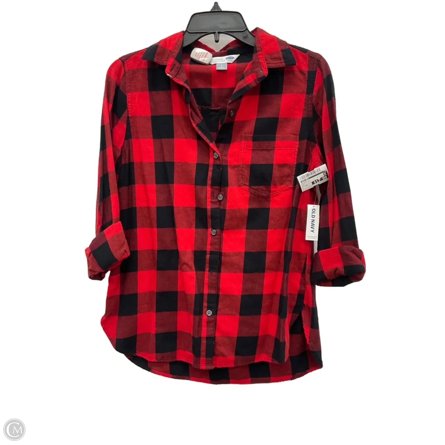 Blouse Long Sleeve By Old Navy In Black & Red, Size: Sp