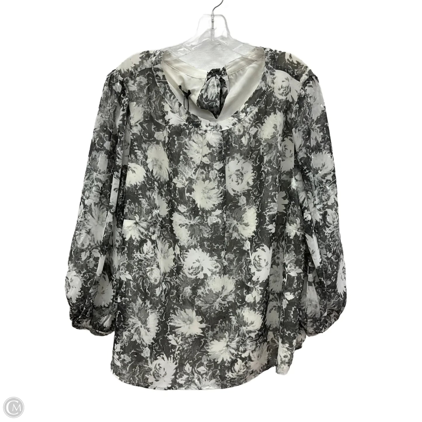 Top Long Sleeve By Talbots In Grey & White, Size: 3x