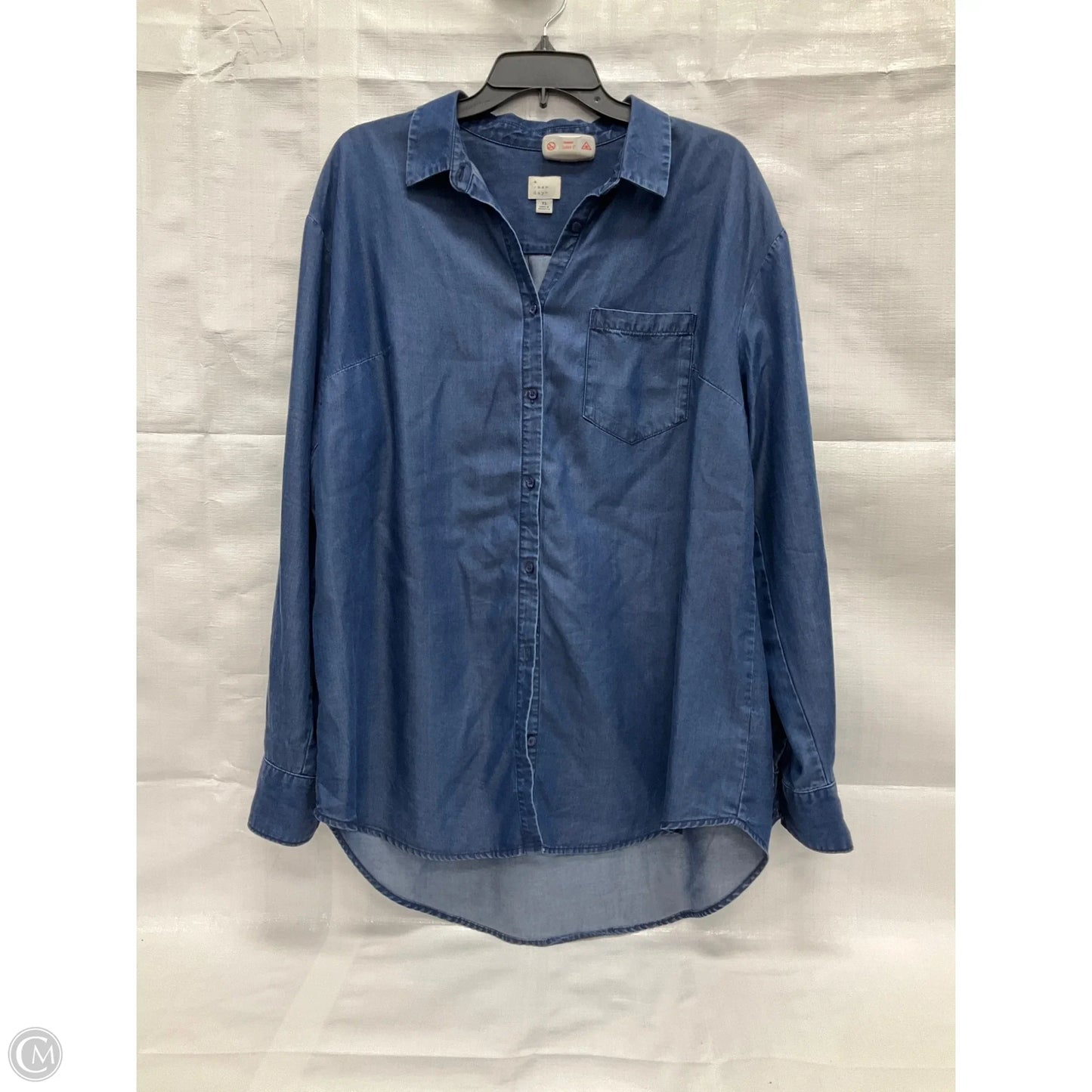 Blouse Long Sleeve By A New Day In Navy, Size: Xl