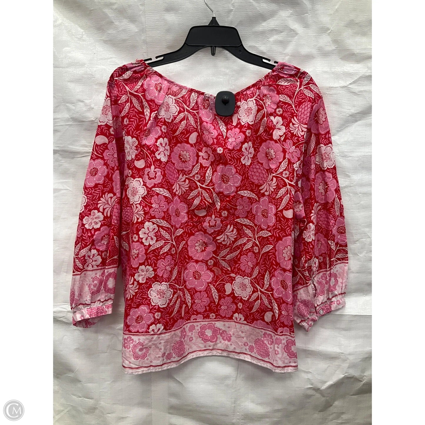 Top 3/4 Sleeve Basic By Talbots In Pink & Red, Size: Xlp