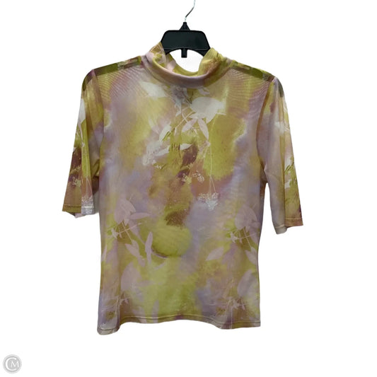 Top Short Sleeve By Anthropologie In Pink & Yellow, Size: M