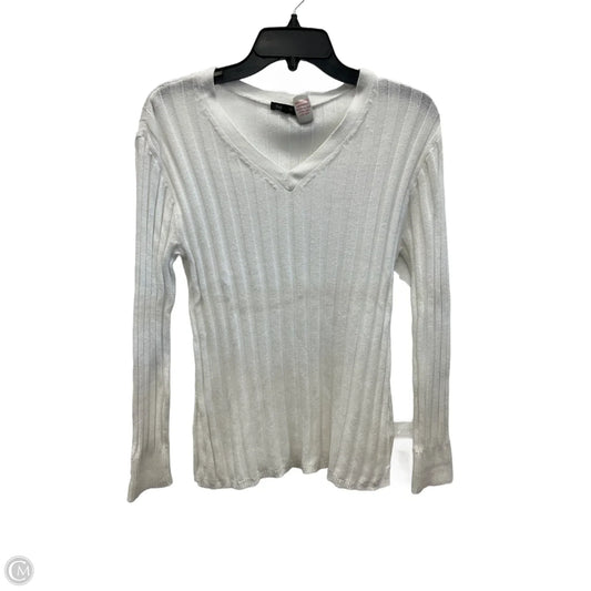 Top Long Sleeve By Talbots In White, Size: M