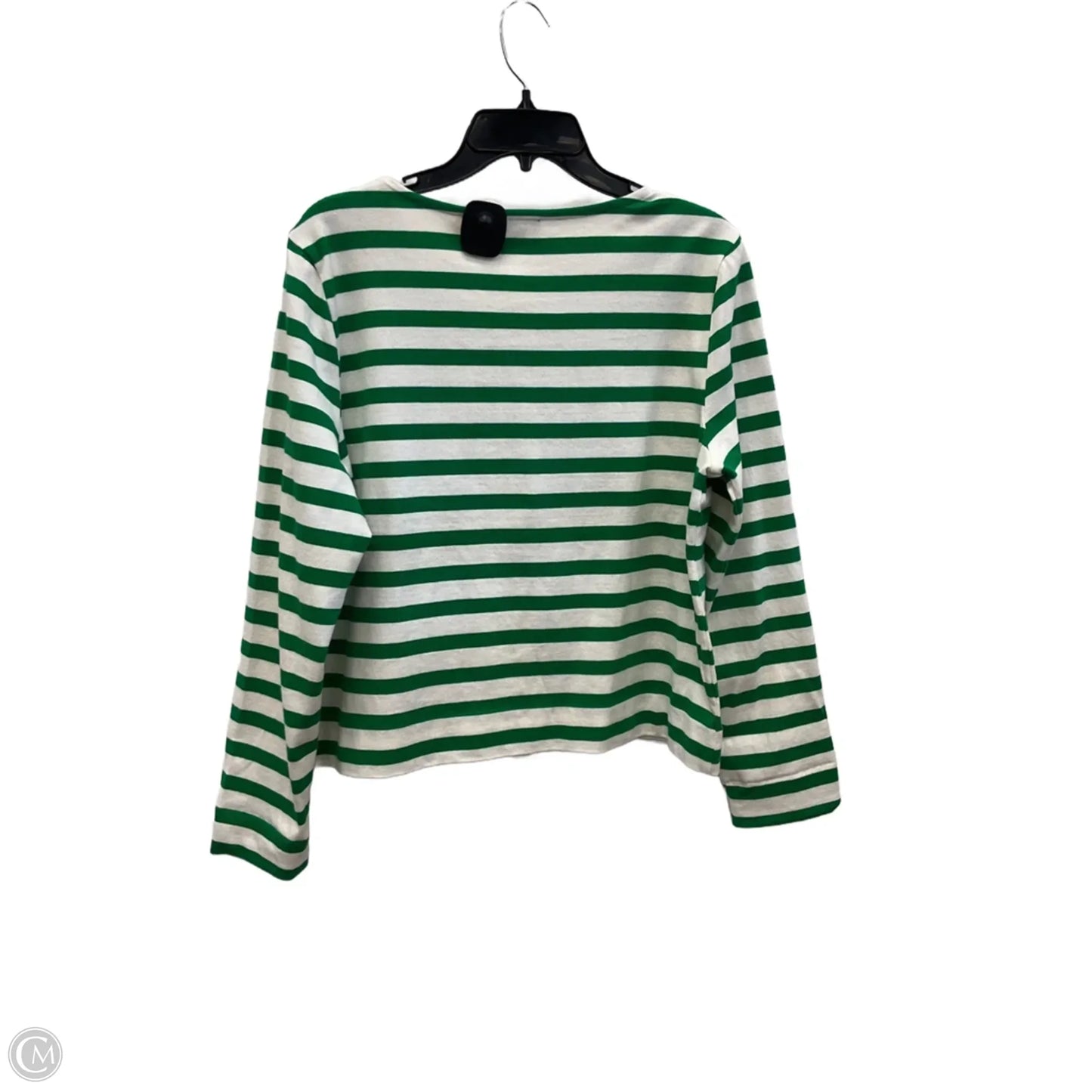 Top Long Sleeve By Talbots In Green & White, Size: M