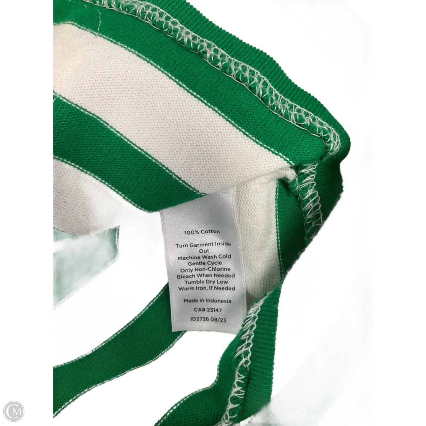 Top Long Sleeve By Talbots In Green & White, Size: M