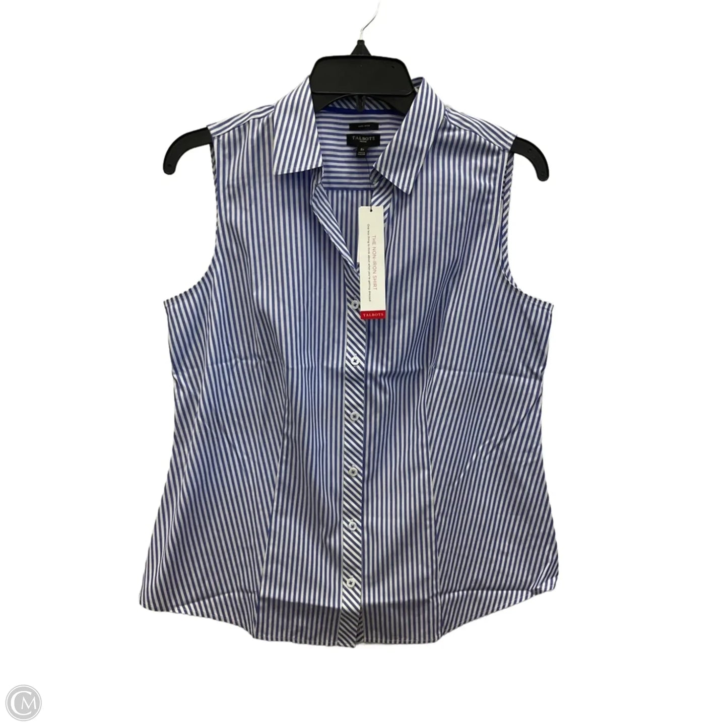 Top Sleeveless By Talbots In Blue & White, Size: Mp