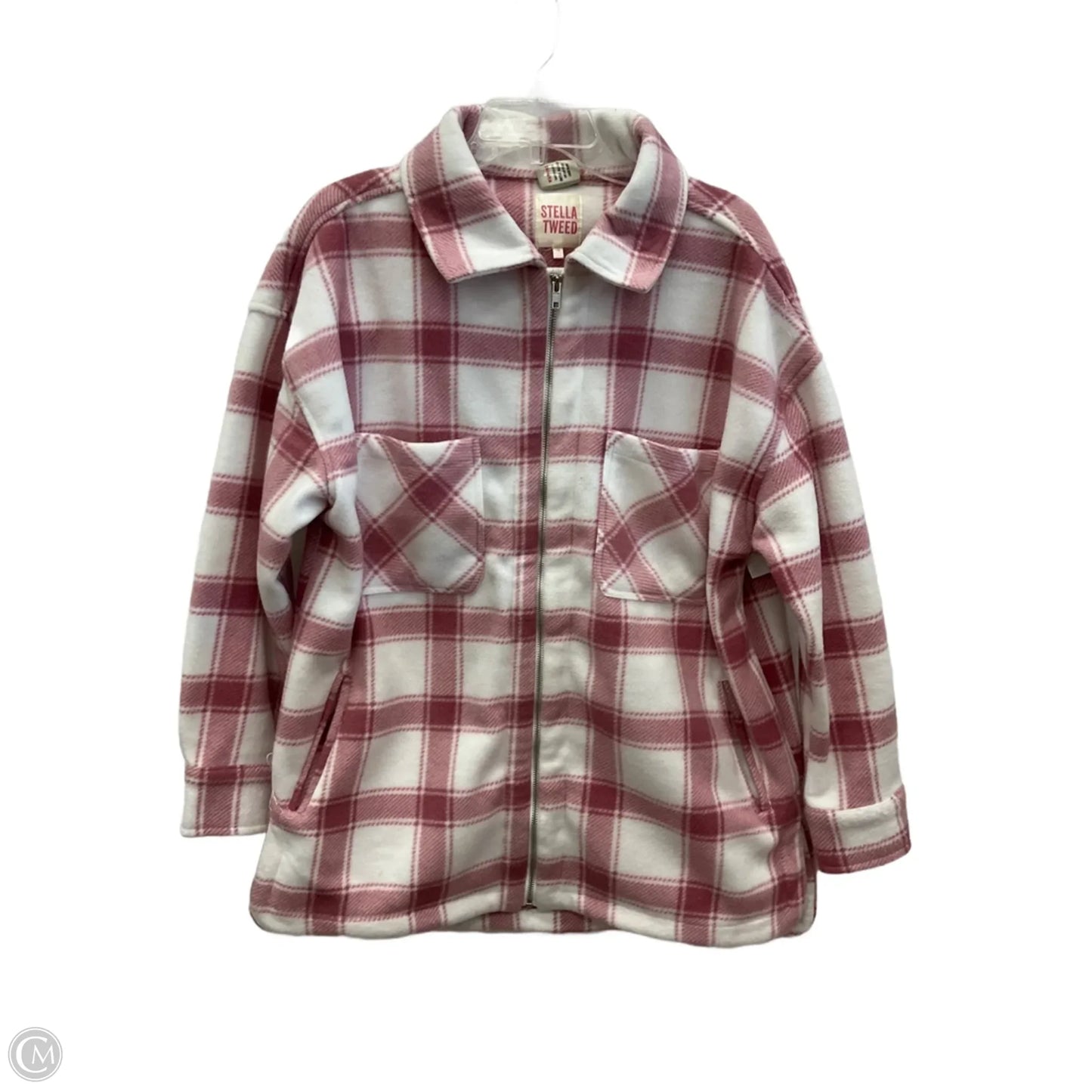 Jacket Shirt By Cmf In Pink & White, Size: 1x