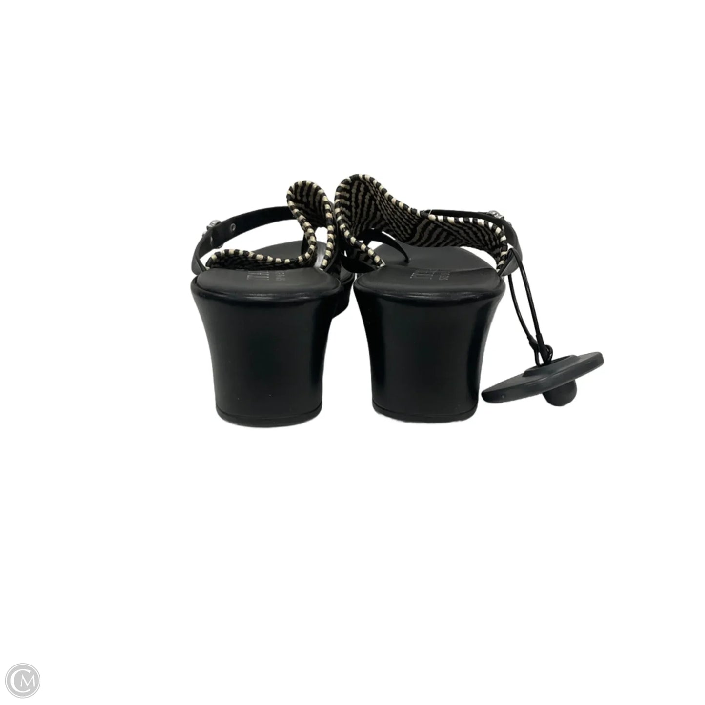 Sandals Heels Wedge By Italian Shoemakers In Black & Tan, Size: 8.5