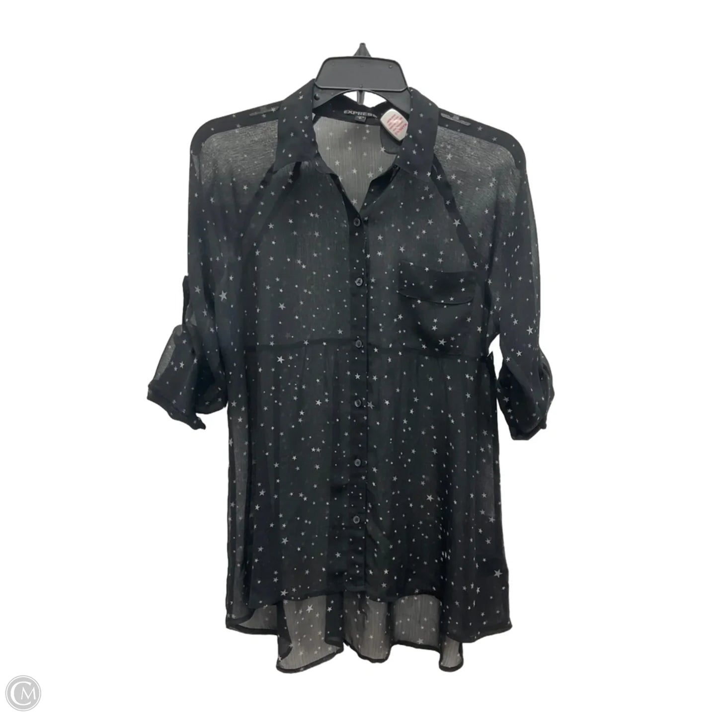 Blouse Long Sleeve By Express In Black, Size: Sp