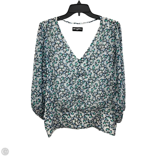Top Long Sleeve Designer By Karl Lagerfeld In Floral Print, Size: L