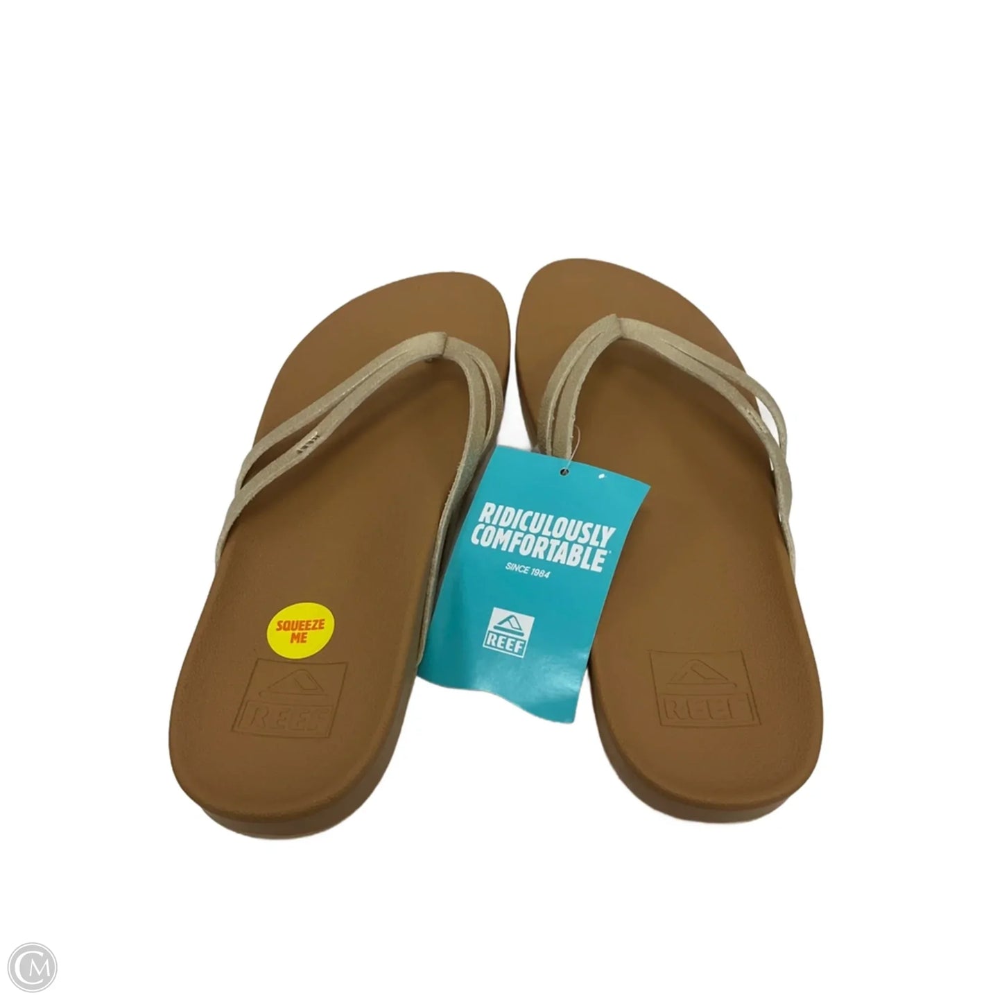 Sandals Flip Flops By Reef In Brown & Gold, Size: 8