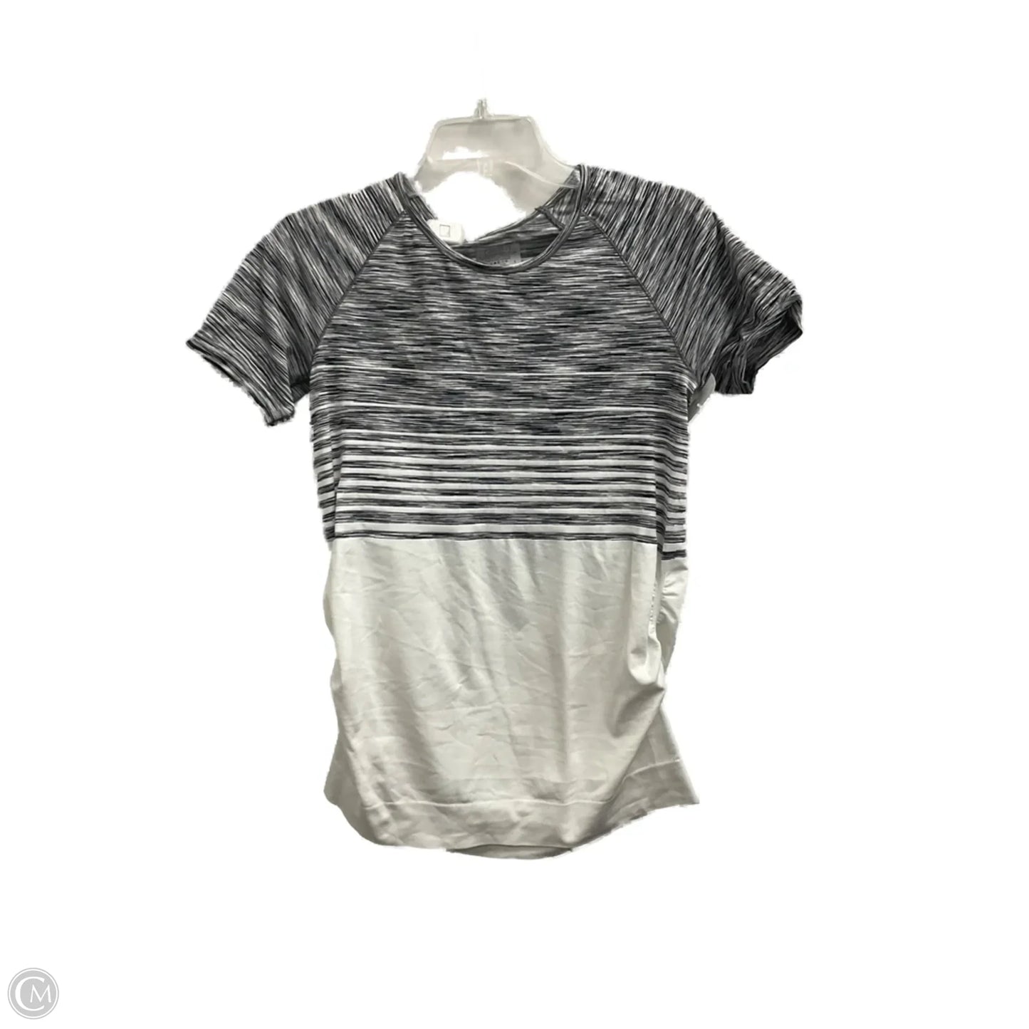 Athletic Top Short Sleeve By Athleta In Grey & White, Size: L