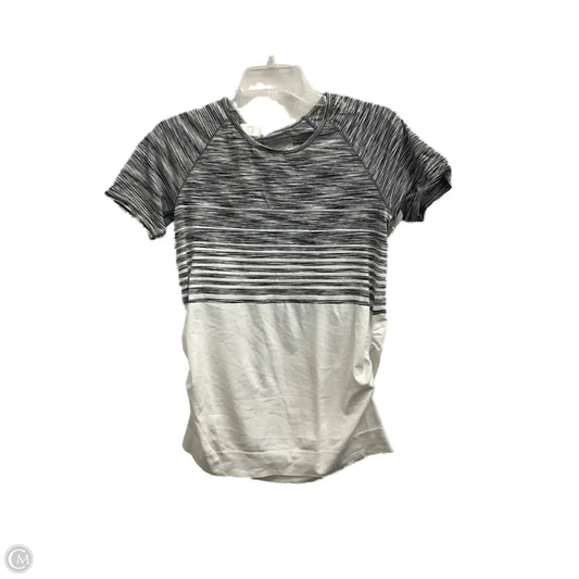 Athletic Top Short Sleeve By Athleta In Grey & White, Size: L