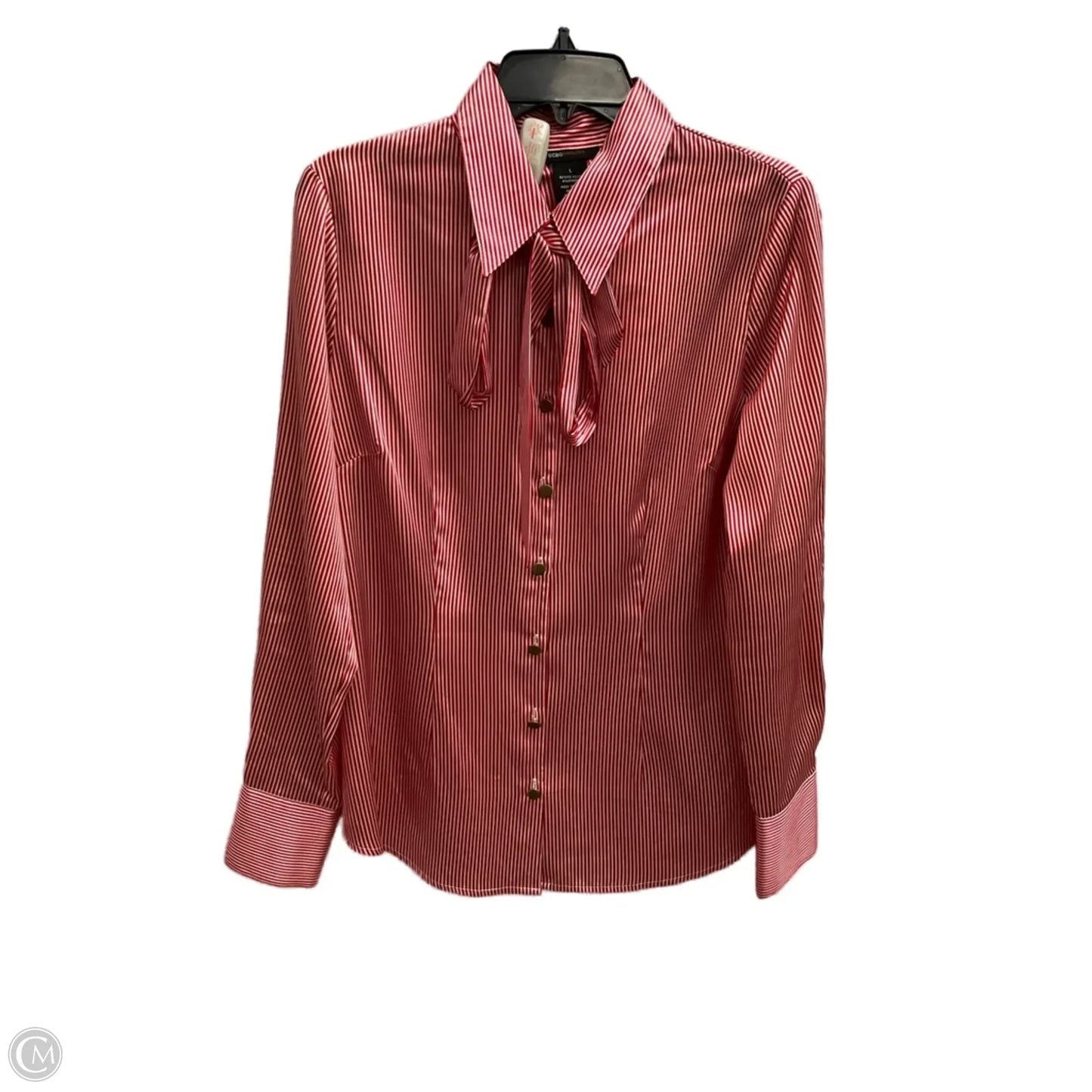 Blouse Long Sleeve By Bcbgmaxazria In Red & White, Size: L