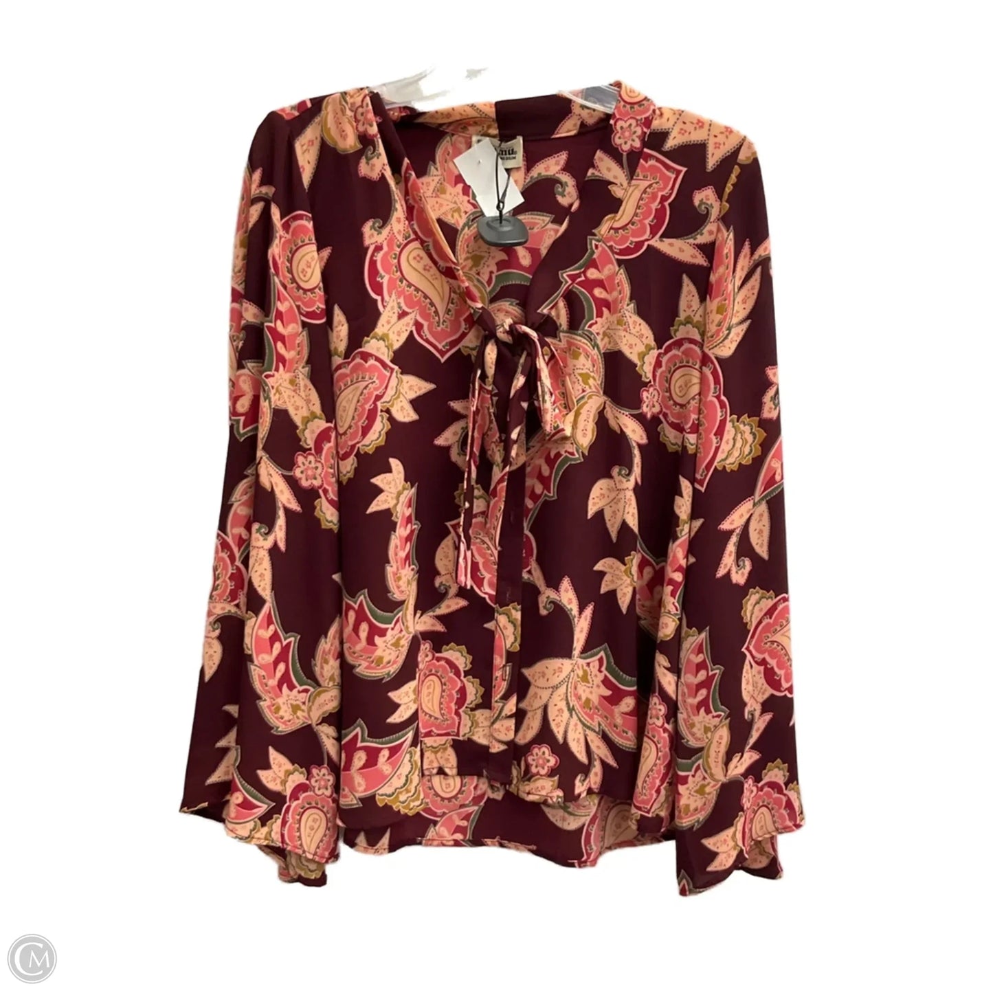 Blouse Long Sleeve By Mumu In Maroon, Size: M