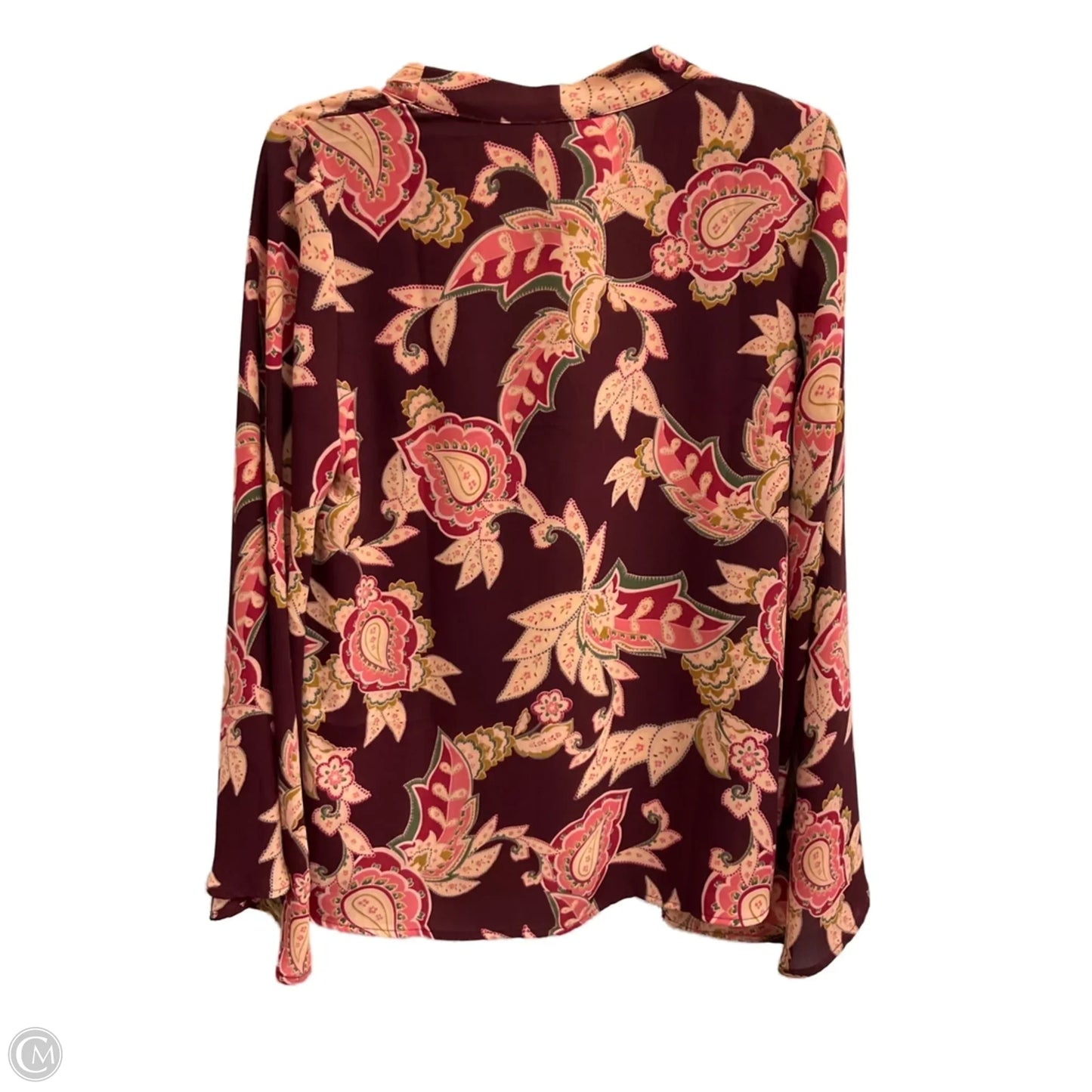 Blouse Long Sleeve By Mumu In Maroon, Size: M