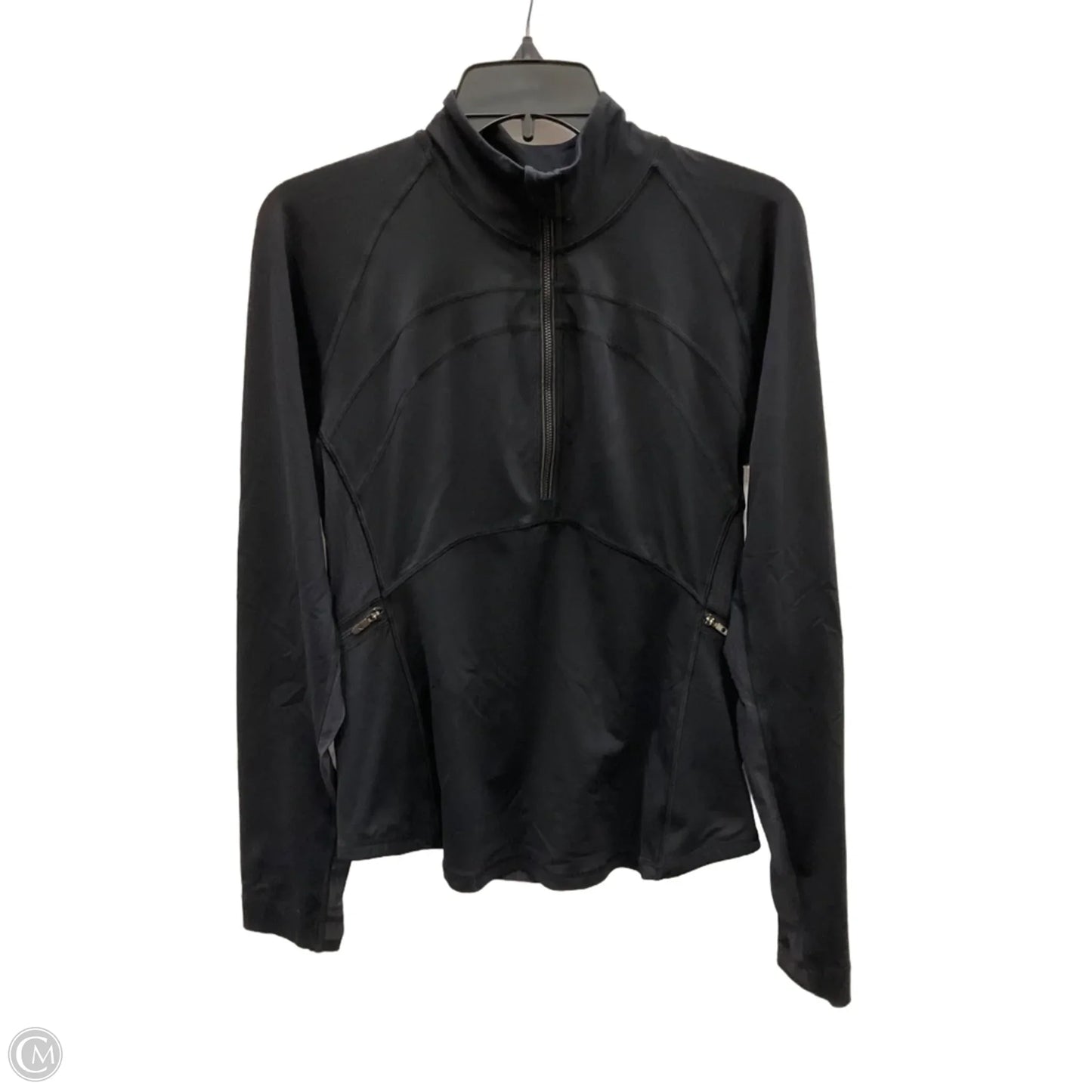 Athletic Top Long Sleeve Collar By Lululemon In Black, Size: 10