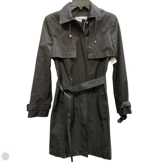 Coat Raincoat By Calvin Klein In Black, Size: Xs