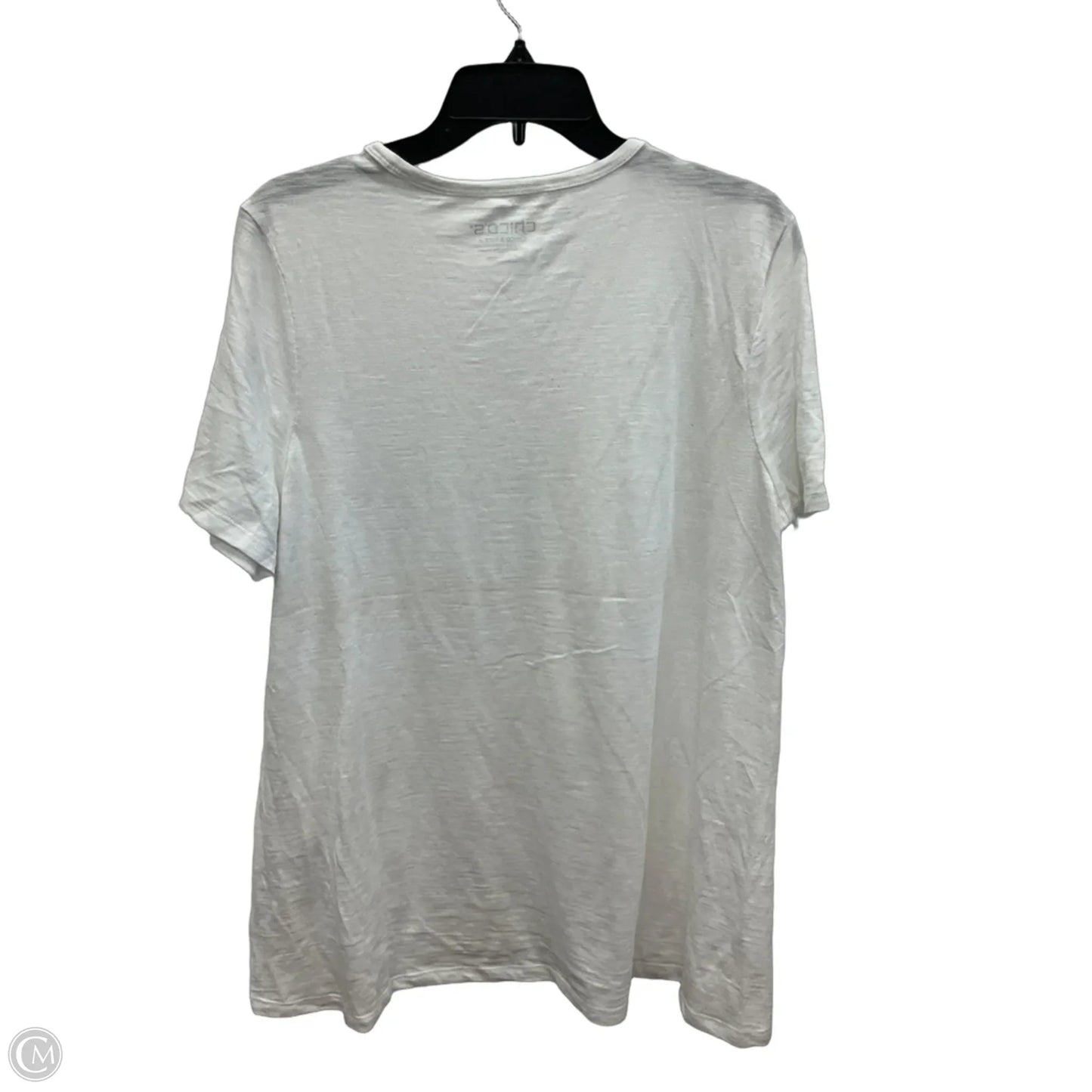 Top Short Sleeve Basic By Chicos In White, Size: L