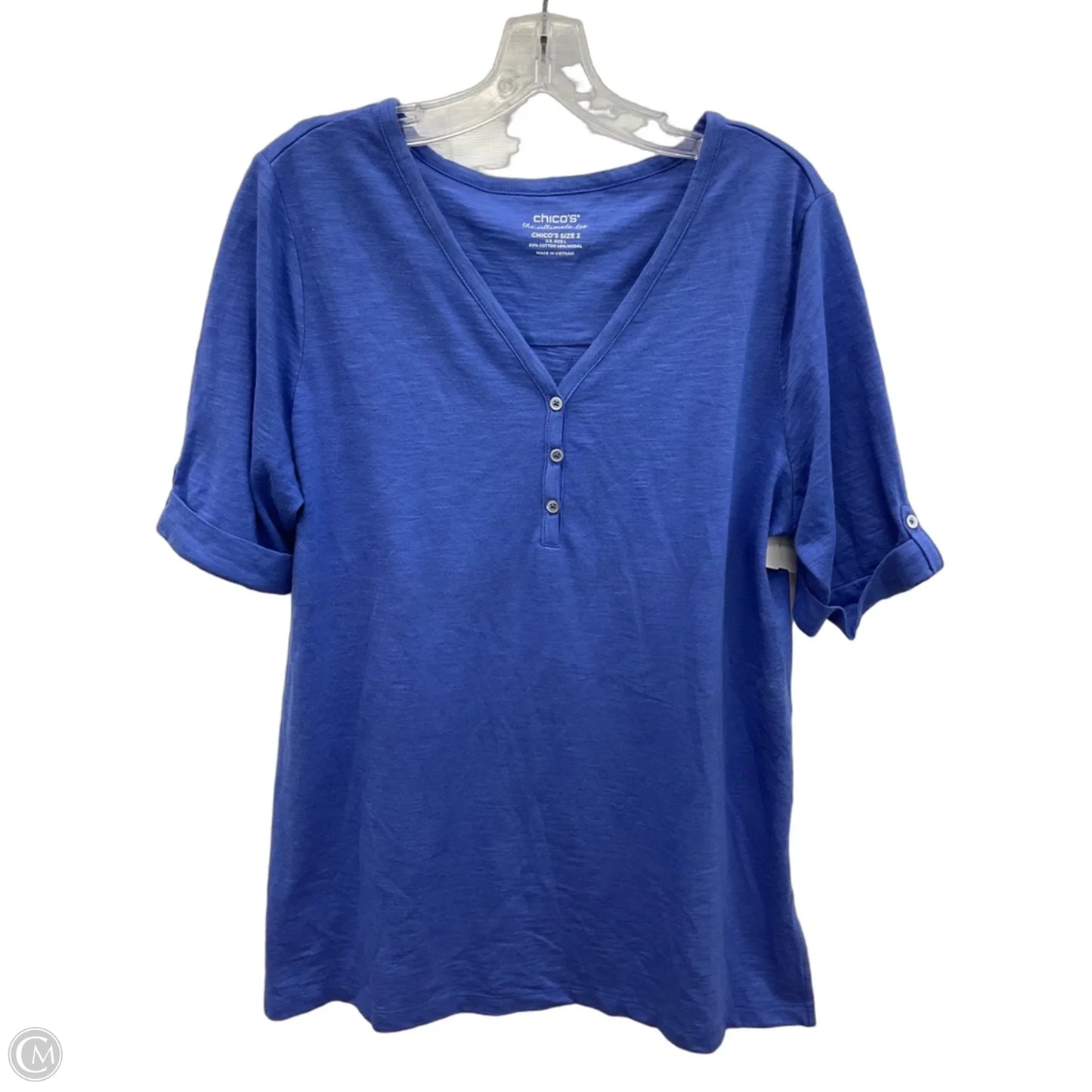 Top Short Sleeve By Chicos In Blue, Size: L