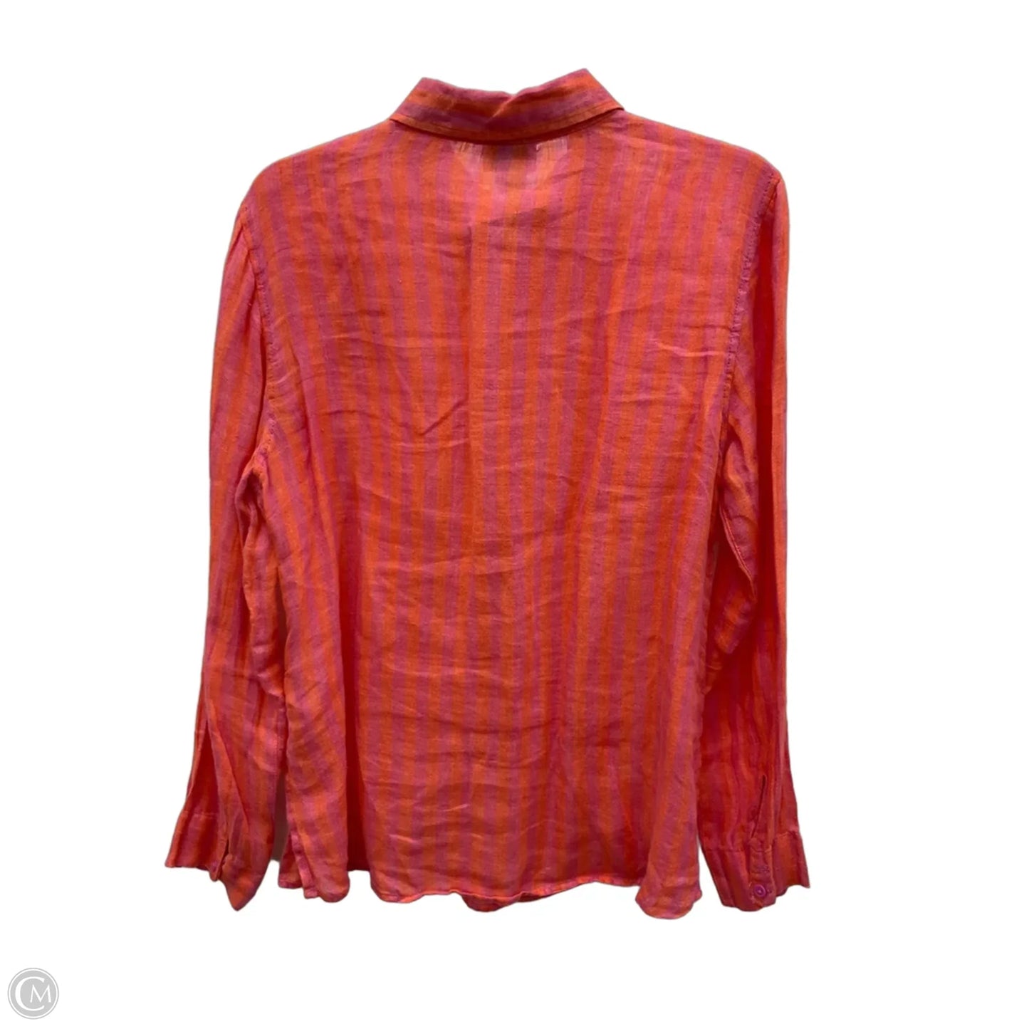 Blouse Long Sleeve By Nicole Miller In Striped Pattern, Size: M