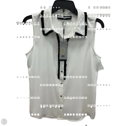 Top Sleeveless Designer By Karl Lagerfeld In White, Size: S